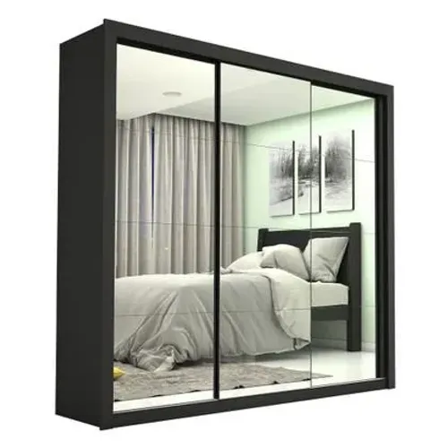 Guarda roupa espelhado - Preto