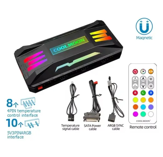 Controlador 5v " 4 pinos 10 portas " Coolmoon e Fans Aigo Infinity 34 Argb 120M ( Novos )