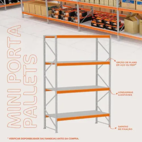 Estante Mini Porta Palete 200x180x60cm - 4 Prateleiras reguláveis