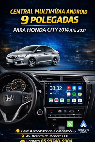 Central Multimídia Android 9 Polegadas Honda City 2014 até 2021
