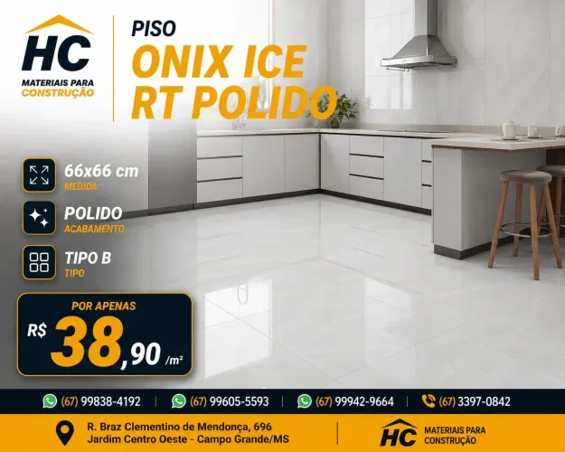 Piso Onix Ice polido 66x66
