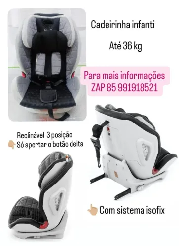 Cadeirinha de carro com isofix até 36 kg