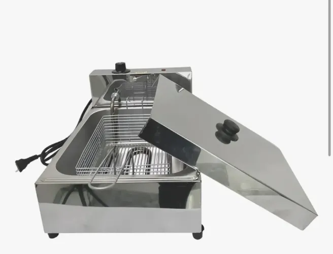 Fritadeira Elétrica Inox Profissional 1 Cuba 5L com Tampa
