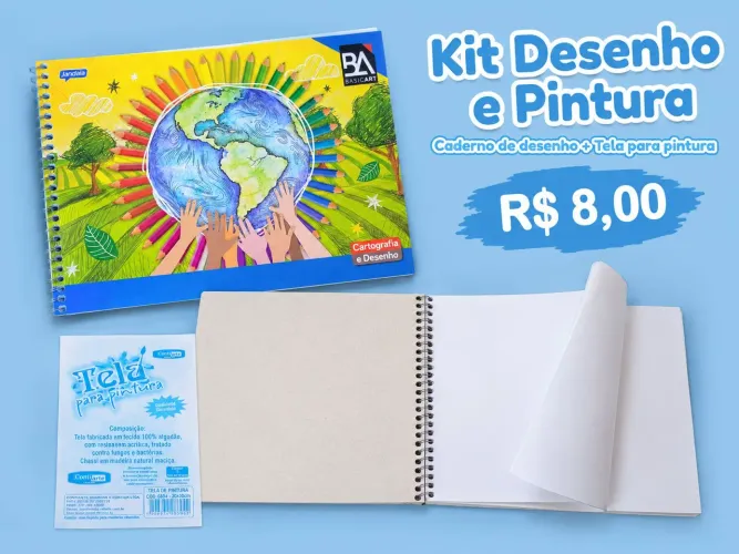 Kit Desenho e Pintura com Tela R$ 8,00