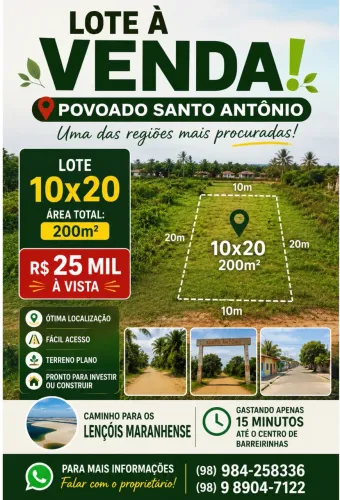 VENDO LOTE NA MELHOR REGIÃO DE BARREIRINHAS