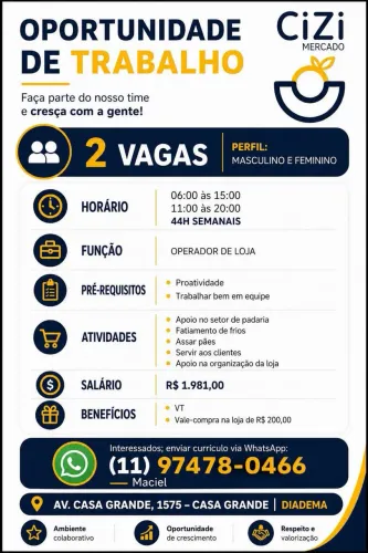 OPERADOR DE LOJA - PADARIA ( DIADEMA ) 