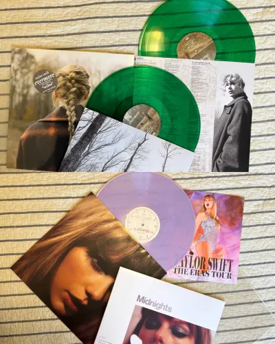 Taylor Swift Evermore (transparent green) + Midnights (lavender)
