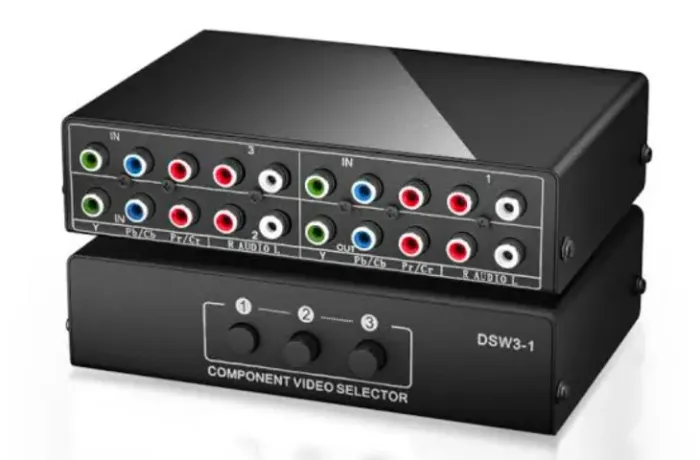 Seletor de video componente para video games/consoles e tvs