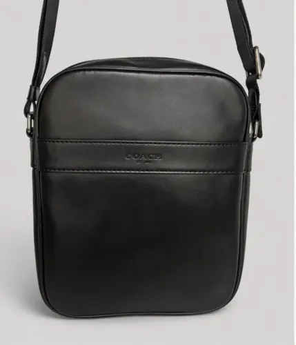 Bolsa Transversal Estilo Coach Preta Masculina / Unissex