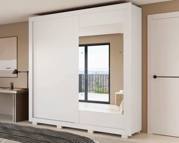 Guarda Roupa Nicoli ACP 100% MDF, 02 Portas deslizantes e 03 Gavetas - Entrega imediata;