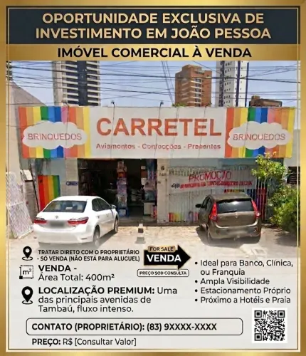 Vende-se área comercial em Tambaú - Tratar diretamente com o proprietário!