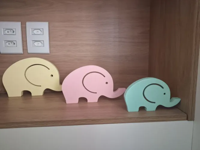 Trio de Elefante Mdf Elefantinhos Decorativo Decoração Quarto De Bebê