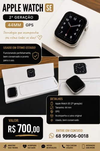 ? Apple Watch SE (2ª Geração) GPS - 44 mm | Usado em ótimo estado
