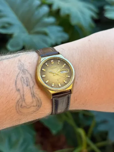Relógio Seiko Vintage Dourado e Marrom, revisado!
