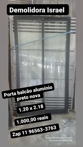 Porta balcão alumínio preto