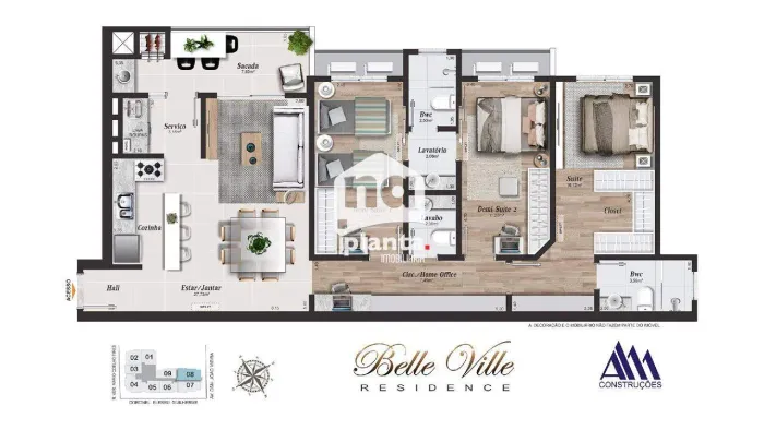 Apartamento à venda no Bairro Campinas em São José-SC, com 1 quarto, 1 suíte, 1 vaga