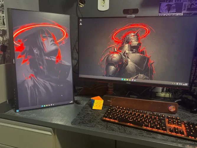 Monitor AOC Hero 144hz + Monitor Philips 75hz + Suporte Elgin com dois braços articulados