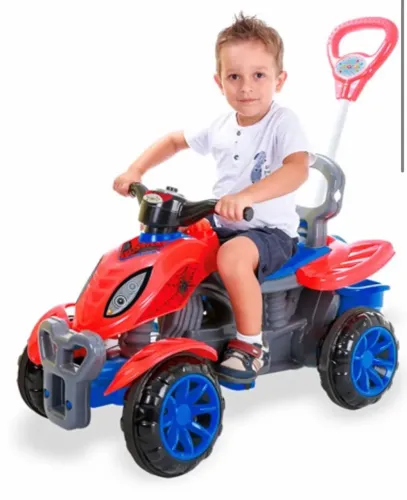 Carrinho quadriciclo infantil com empurrador epider maral 