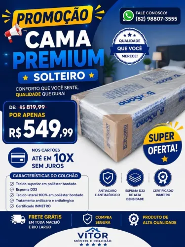OFERTA DE CAMA PREMIU SOLTEIRO BOM SONO