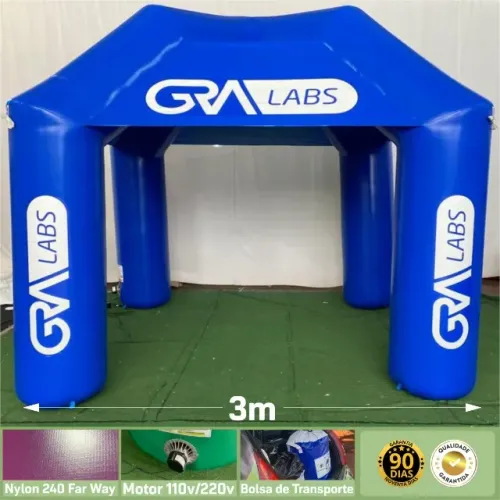 Tenda Inflável 3x3m Modelo Stand em Nylon Aplicação de Logo - Enviamos para todo o BR