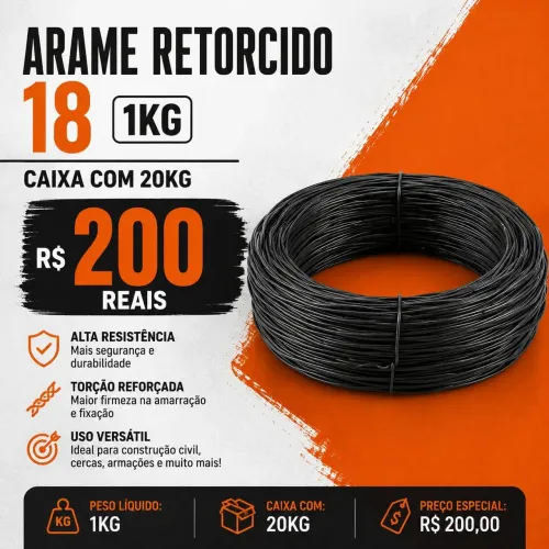ARAME RECIZIDO TORCIDO 18 (CAUXA C/20KG)