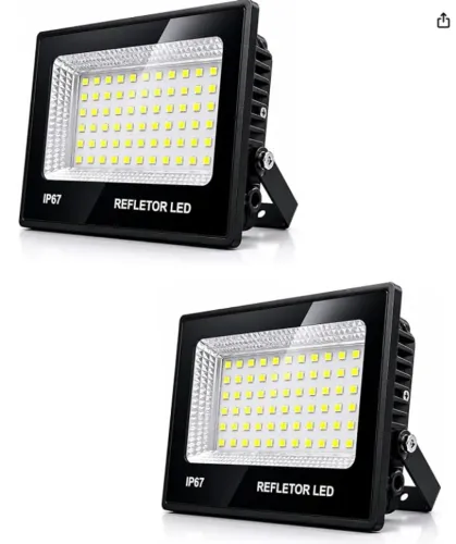 Kit 2 Refletores LED 200W Branco Frio Bivolt IP67 Alta Potência Área Externa