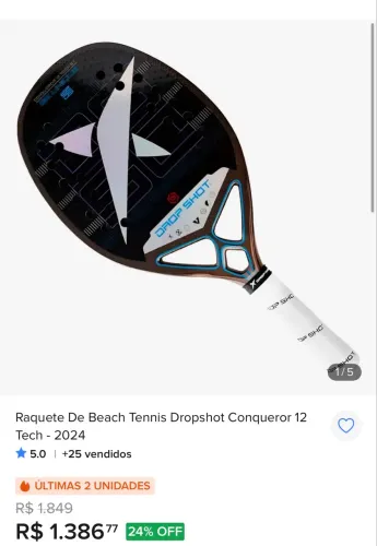Raquete drop shot beach tênis