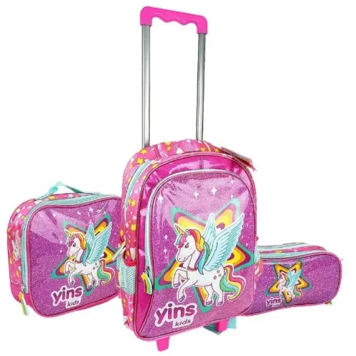 Kit mochila com 3 peças unicórnio 