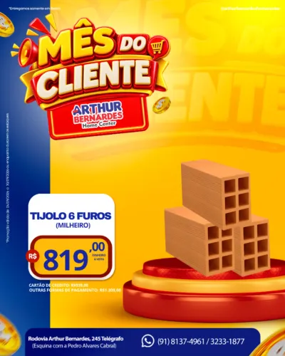 TIJOLO 6 FUROS 