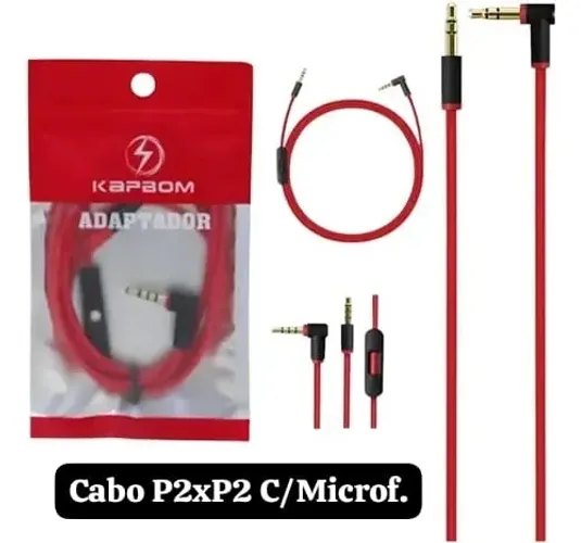 Cabo Adaptador P2 x P2 com Microfone para Headset PC Notebook Celular