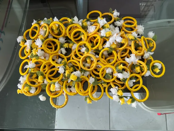 Lote Anéis Porta Guardanapo Amarelo com Flores