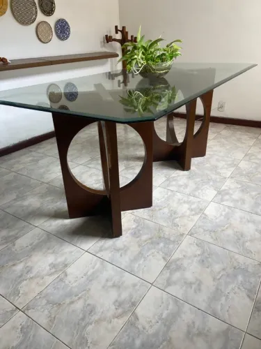 -20%Off Mesa de jantar vidro 6 lugares (+base madeira)