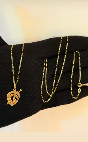 Corrente tijolinho ouro 18k