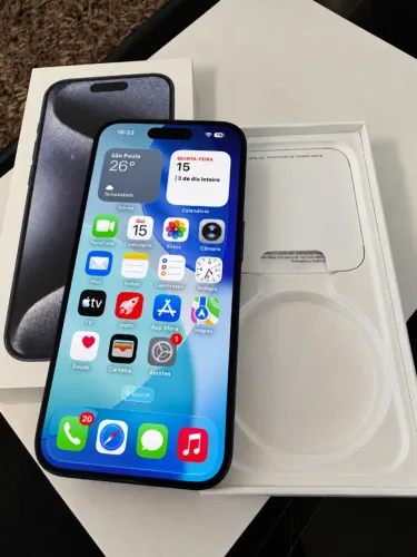 iPhone 15 Pro 128 GB ? Titânio Azul | Com caixa | Bateria 88%