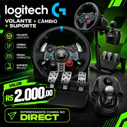 VOLANTE LOGITECH + CÂMBIO + SUPORTE
