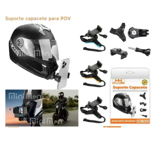 Suporte Para Capacete Compatível com GoPro para Gravações em Moto