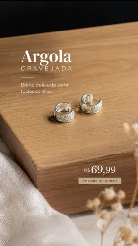 Par de Argolas Cravejadas Prata 925