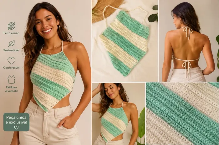 Cropped de crochê Brasil