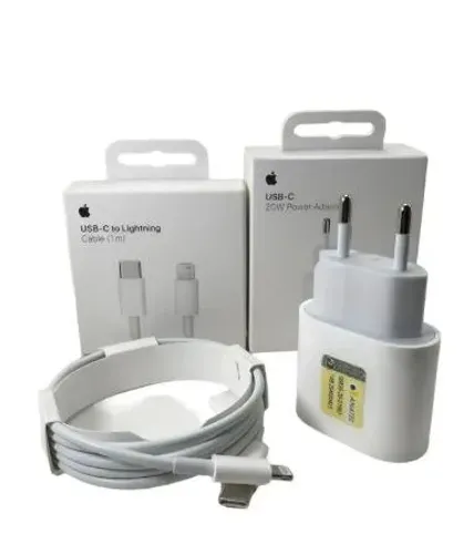 Carregador iPhone 05 ao 14 20W Fonte USB-C Tipo Lightning de 1M Original