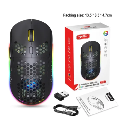 Mouse Bluetooth RGB Recarregável tipo C
