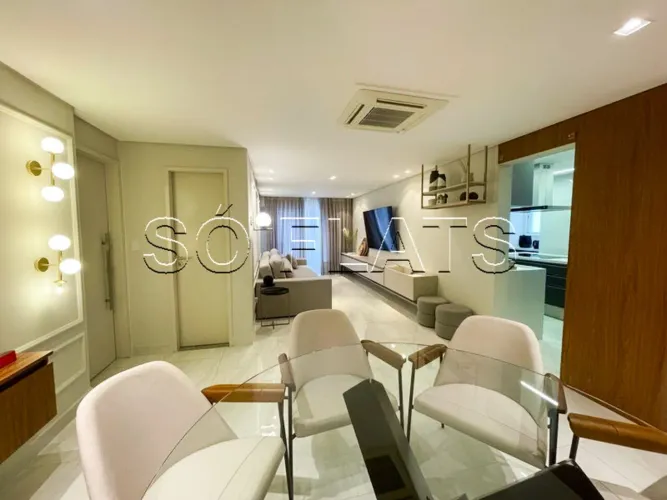 Apartamento mobiliado 161m² vista mar a 200m da Praia da Vila Tupi Praia Grande