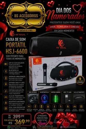 CAIXA DE SOM + 2 MICROFONES SEM FIO 