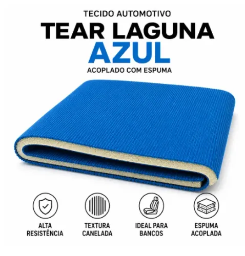 Tecido Automotivo Tear Laguna Azul Acoplado com Espuma - 1 Metro