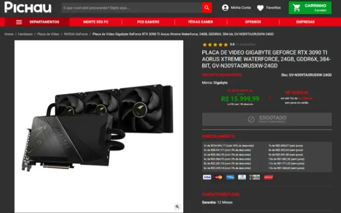 GeForce RTX 3090 Ti Aorus Xtreme Waterforce, 24GB