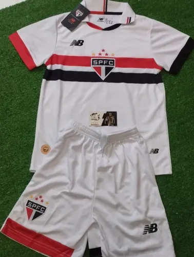 Kit Infantil Futebol São Paulo FC 2024/25 - Home Branco Pronta Entrega