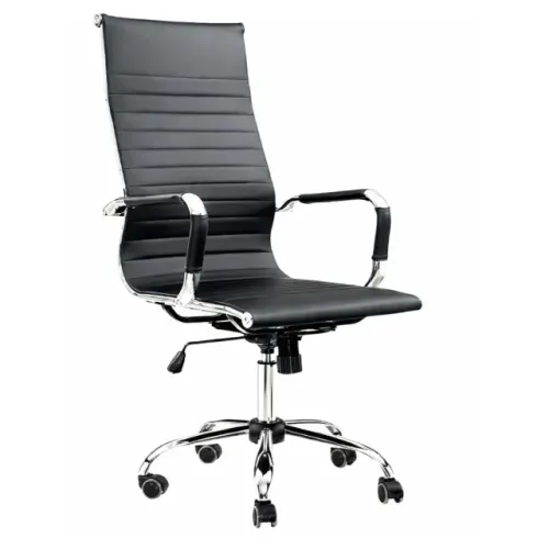 Cadeira Presidente Charles Eames Esteirinha Em Couro Ecológico Preta Premium 32997