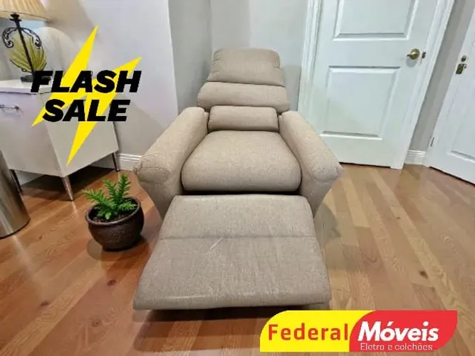 Poltrona Linha Cinza e Bege Suporta Até 110kg - Promoção!