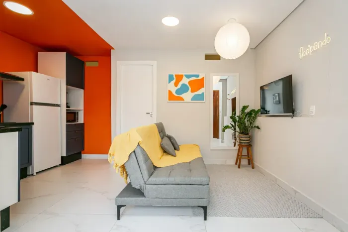 Apartamento 1 quarto mobiliado a 400m da praia | Morro das Pedras