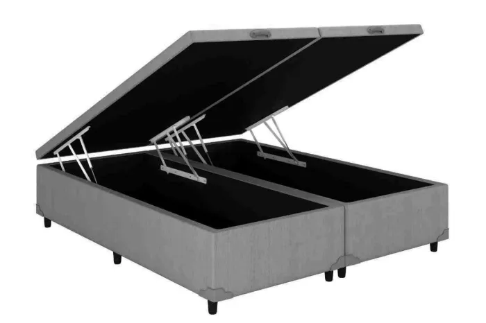 Bau King Bipartida Prime Confort 2 x 96x203x44 Corino Cinza Issacar Prime blindada 