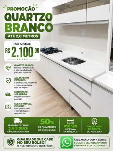     Quartzo Branco até 2,0m - Promoção R$ 2.100